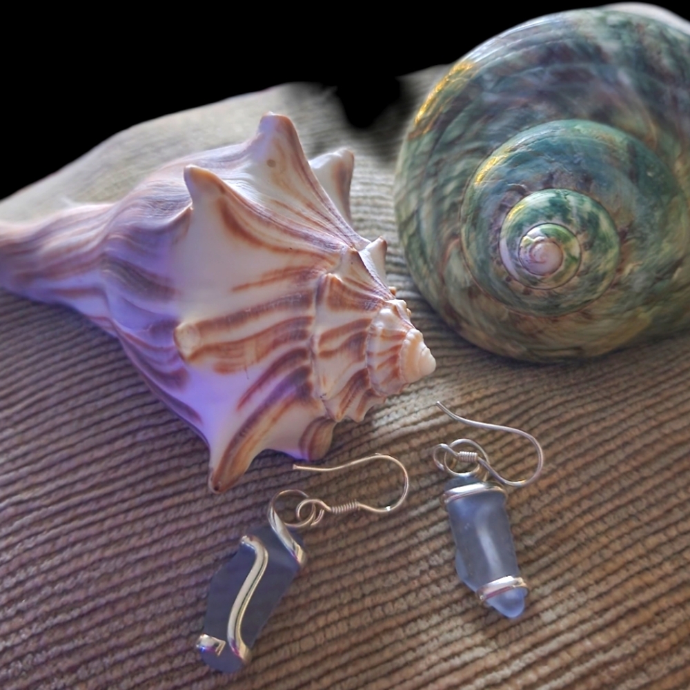 Handmade .925 Sterling & Beachglass Earrings